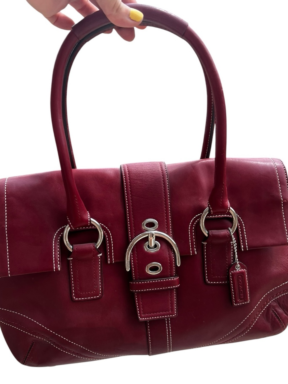 Coach Burgundy Red Leather Satchel with Silver Hardware - Picture 14 of 14